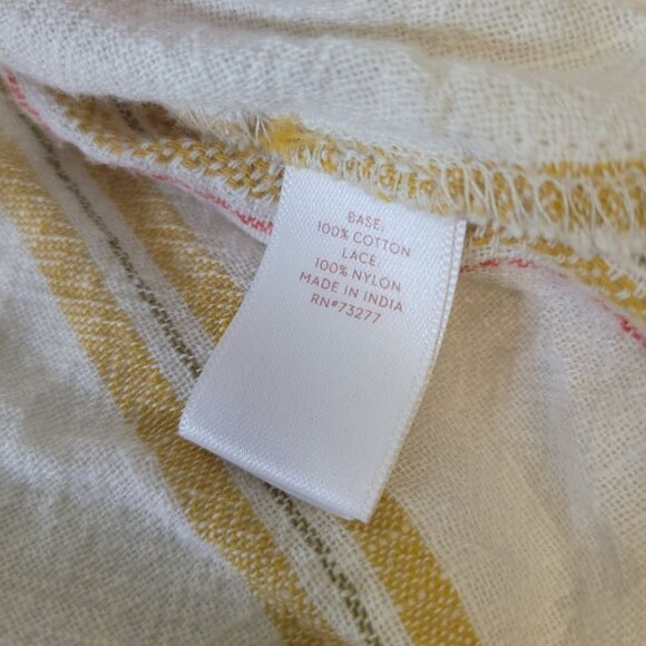 LC Lauren Conrad Cold Shoulder Peek a Boo Yellow Vertical Stripe Womens Large - Picture 8 of 10